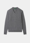Men's Lambswool Vee Neck Jumper in Grey Mix