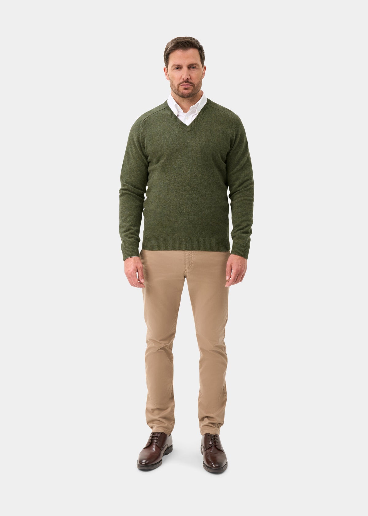 Men's Lambswool Vee Neck Jumper in Landscape