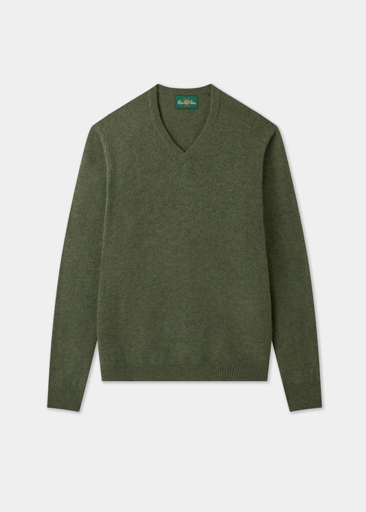 Men's Lambswool Vee Neck Jumper in Landscape