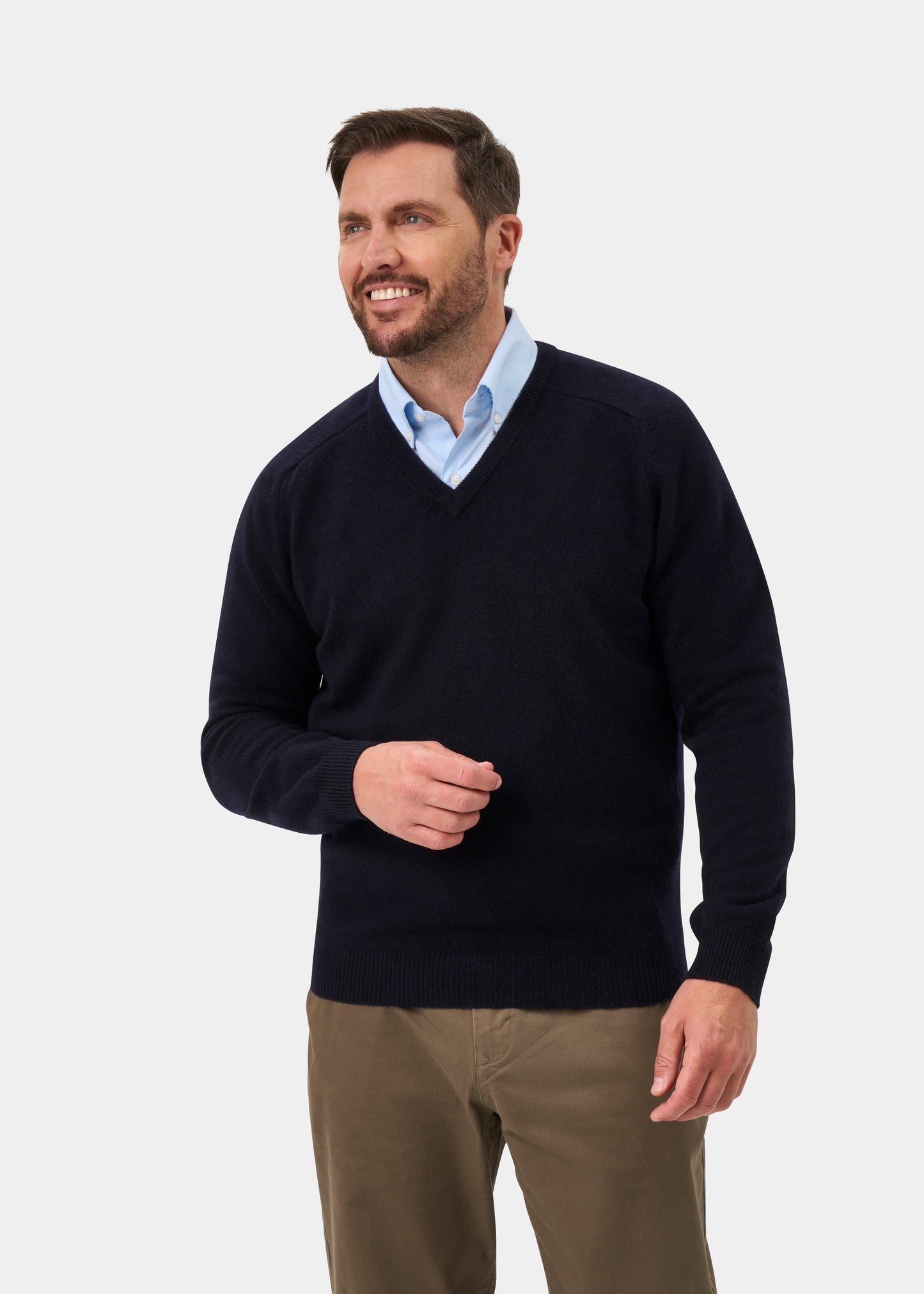 Kilsyth Men's Lambswool Jumper in Navy - Regular Fit