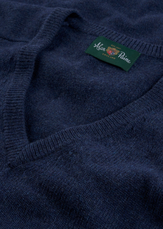 Men's Lambswool Vee Neck Jumper in Rhapsody