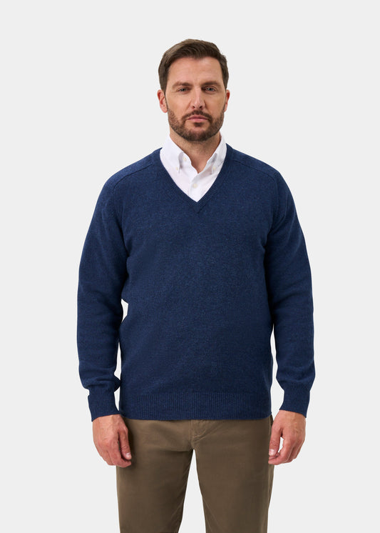 Hampshire Lambswool Vee Neck Jumper In Rhapsody - Classic Fit