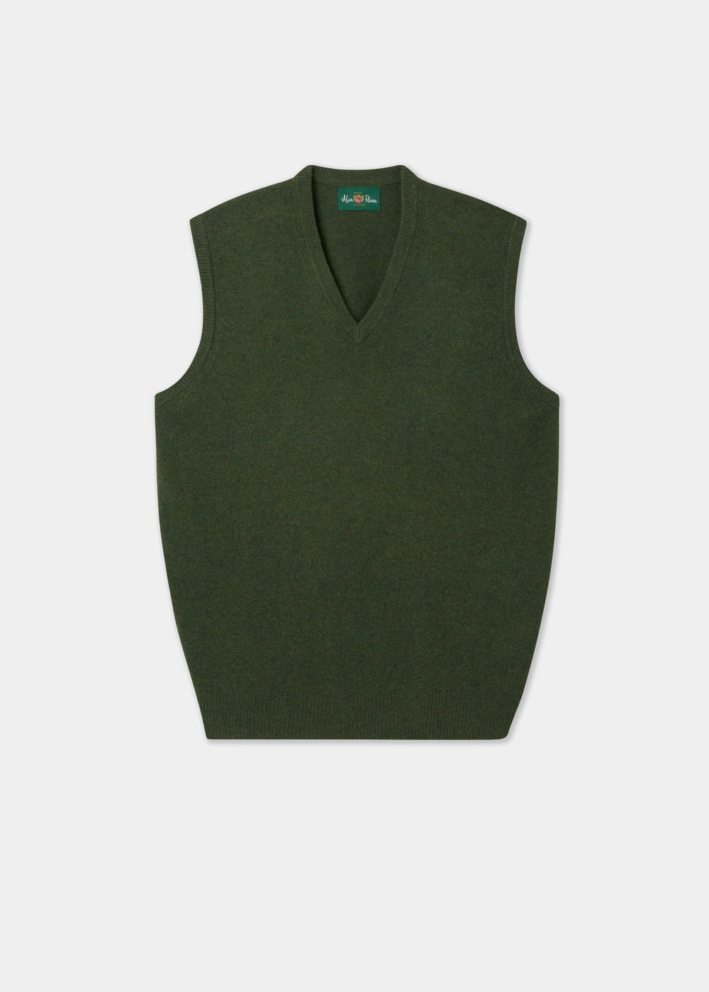 Men's Lambswool Slipover Vee Neck Jumper in Rosemary