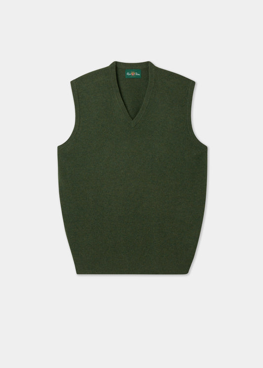 Men's Lambswool Slipover Vee Neck Jumper in Rosemary