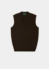 Brown sleeveless sweater on a white background