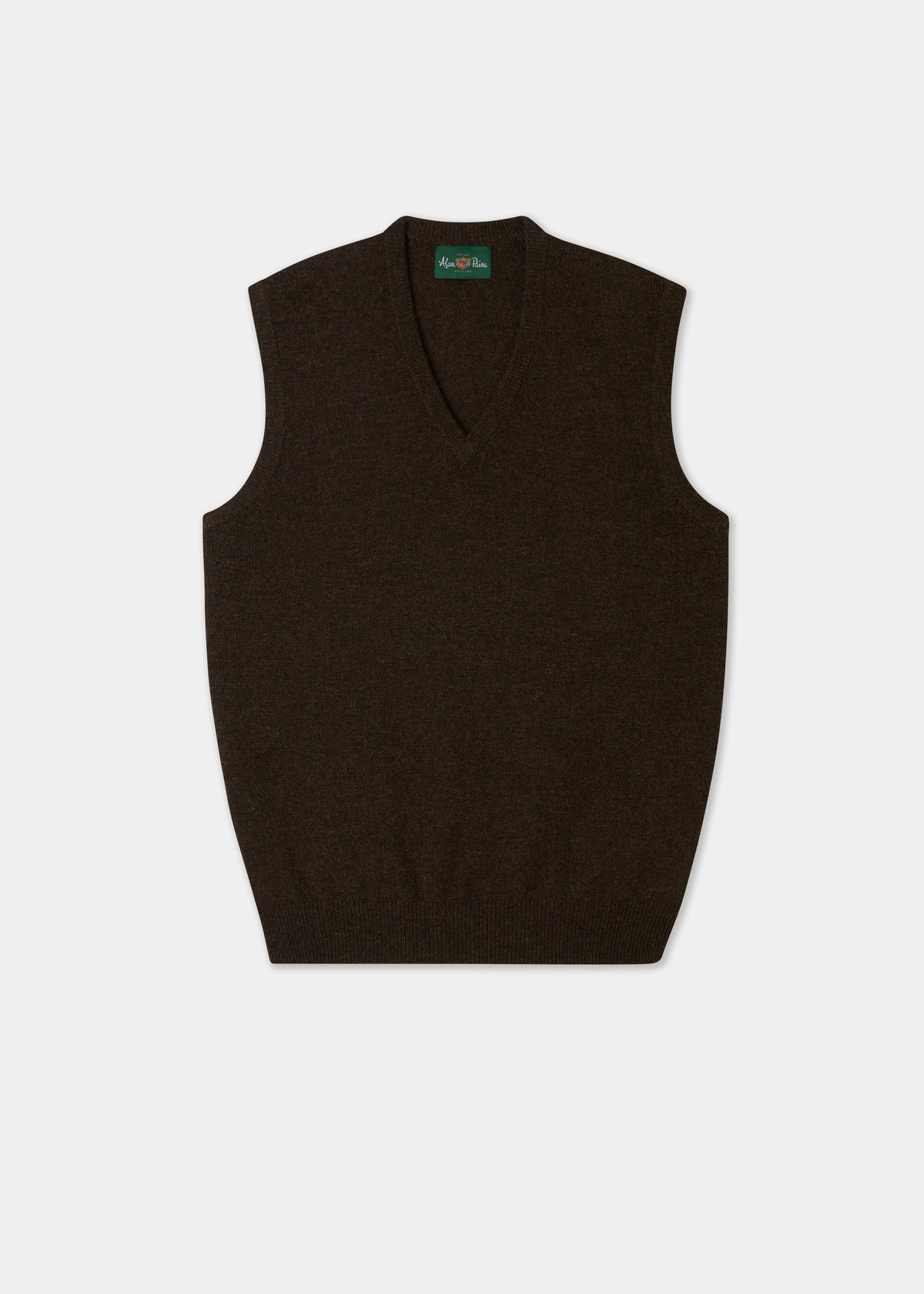Brown sleeveless sweater on a white background