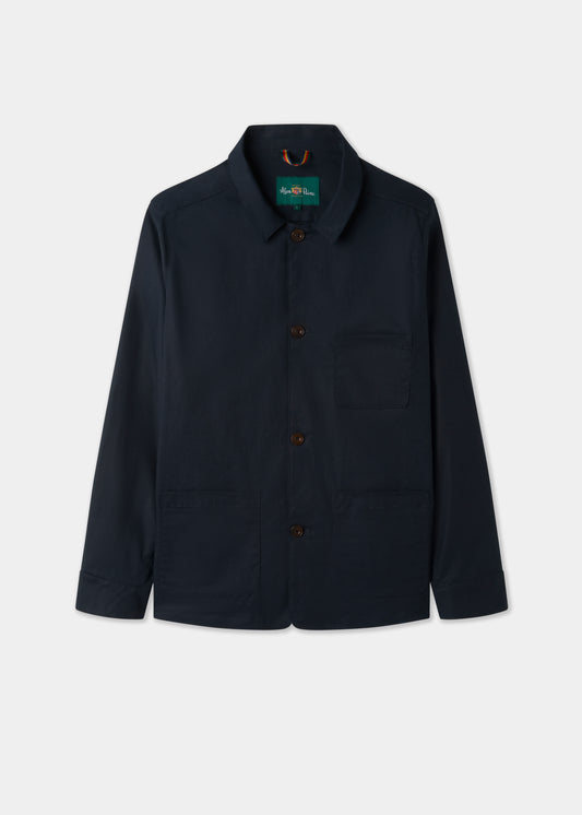 Men's Linen Cotton Shacket in Navy Blue