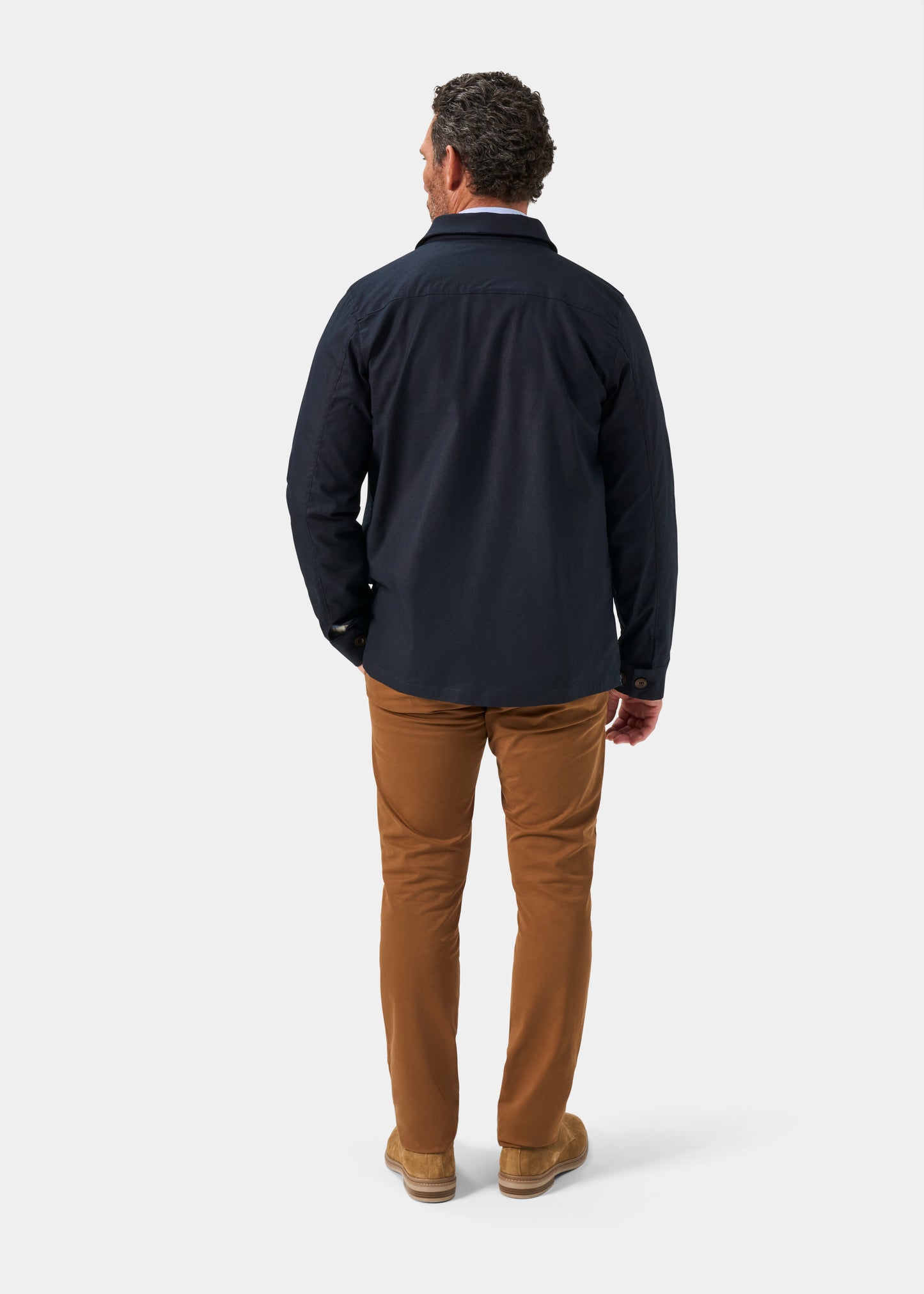 Men's Linen Cotton Shacket in Navy Blue