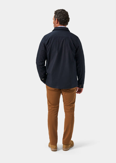 Men's Linen Cotton Shacket in Navy Blue