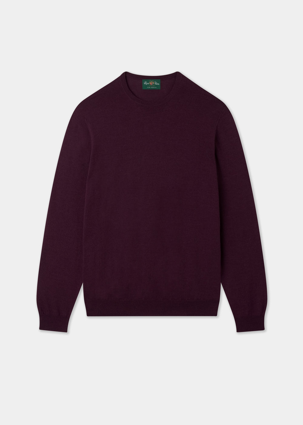 Men's Merino Wool Crew Neck Jumper in Black Grape