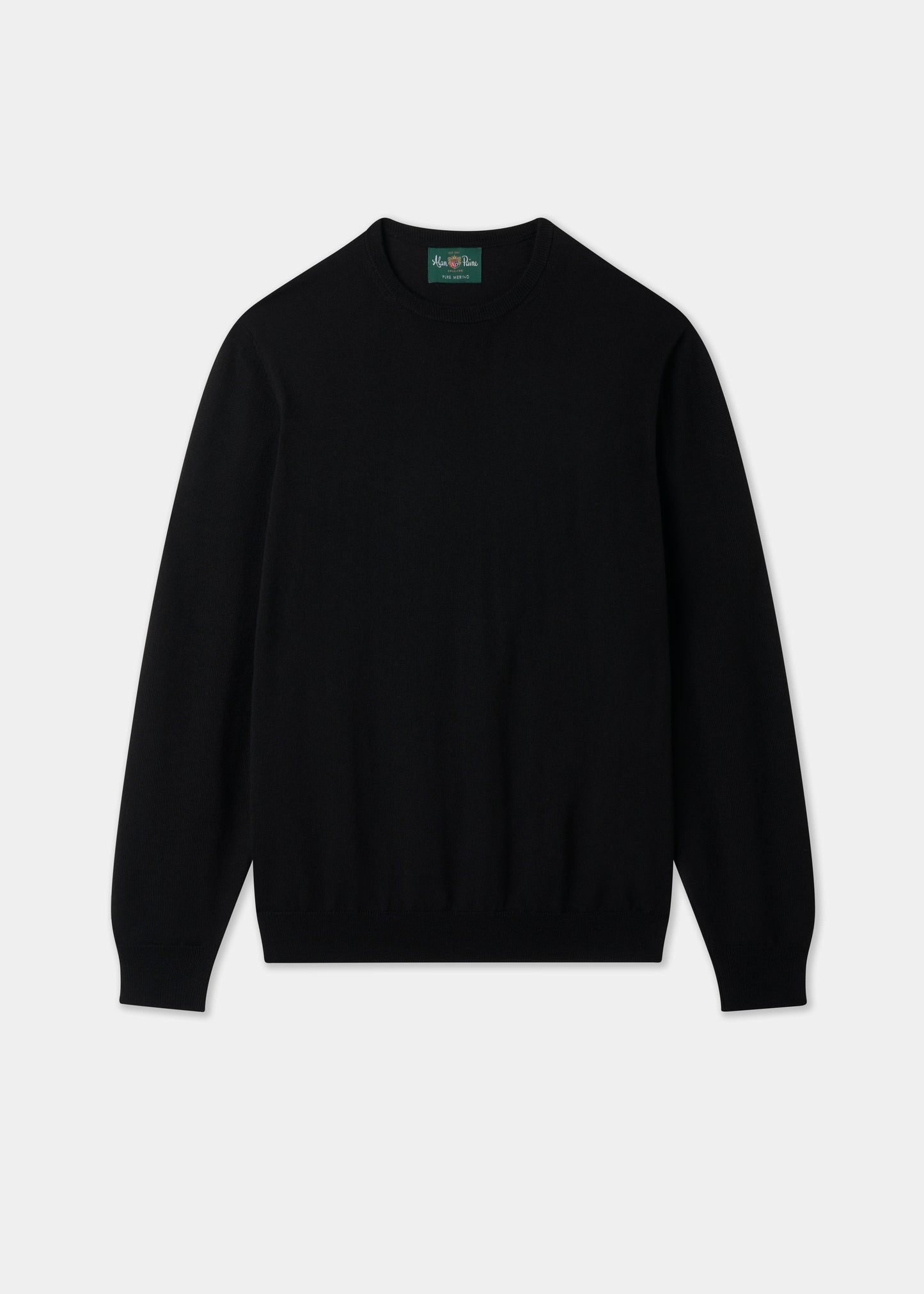 Men's Merino Wool Crew Neck Jumper in Black