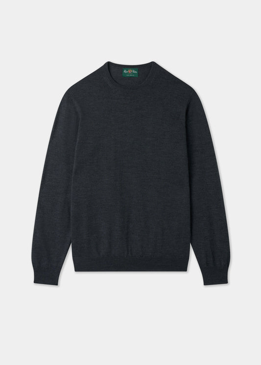 Men's Merino Wool Crew Neck Jumper in Charcoal