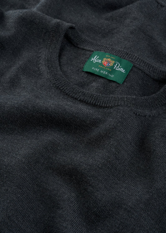 Men's Merino Wool Crew Neck Jumper in Charcoal