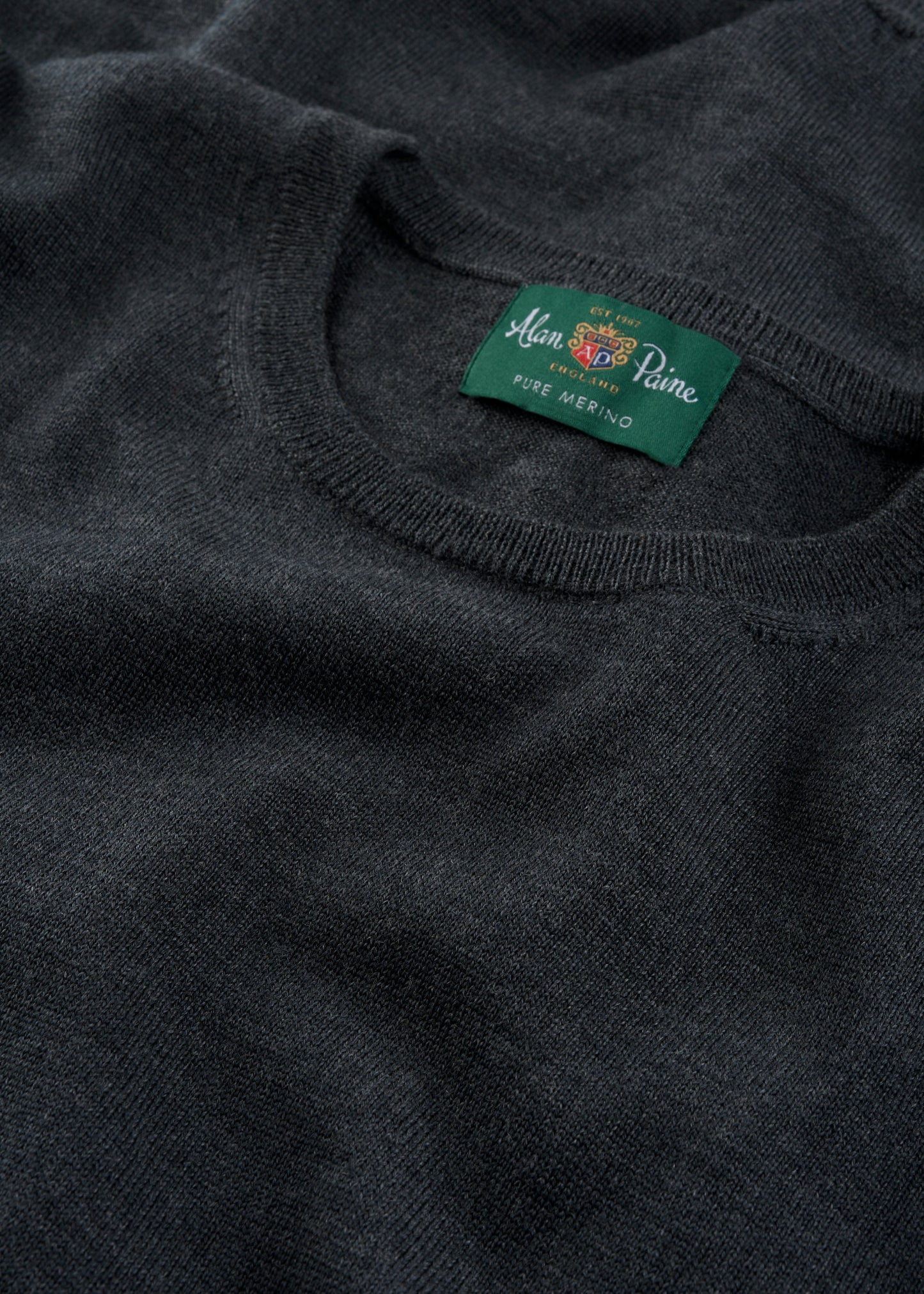 Men's Merino Wool Crew Neck Jumper in Charcoal