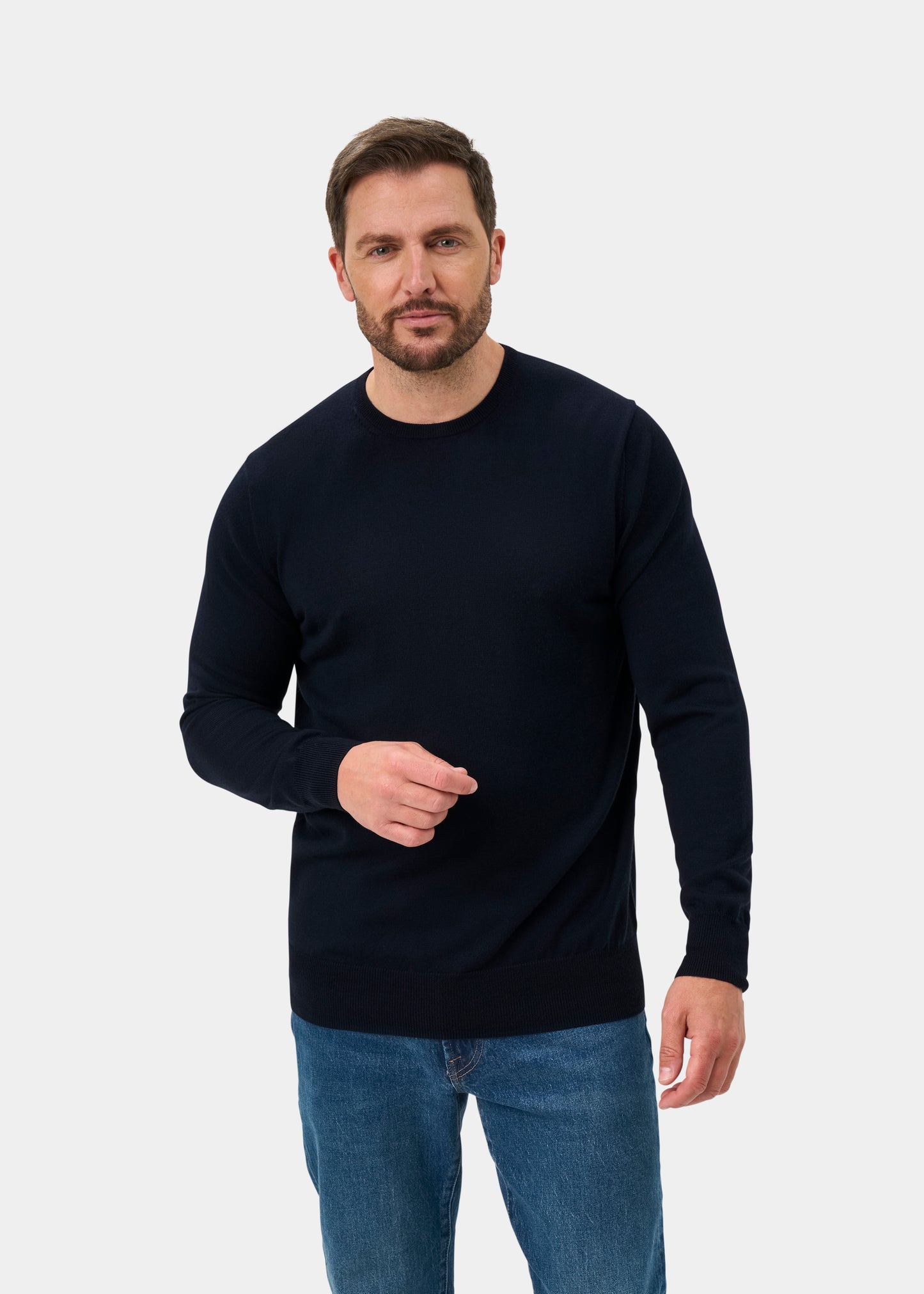 Radstone Men's Merino Wool Jumper in Dark Navy - Regular Fit