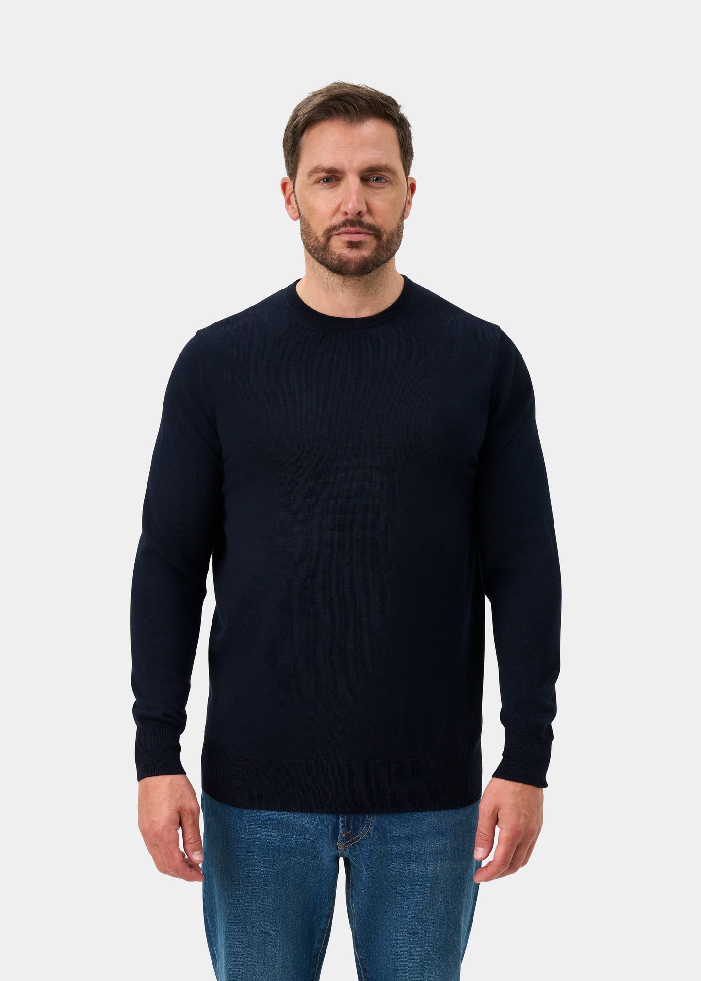 Radstone Men's Merino Wool Jumper in Dark Navy - Regular Fit