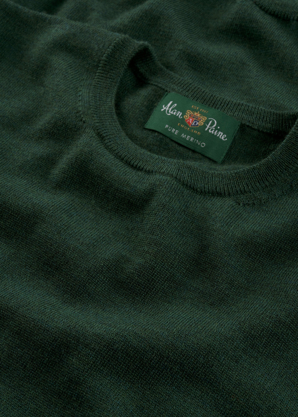 Men's Merino Wool Crew Neck Jumper in Hunter Green