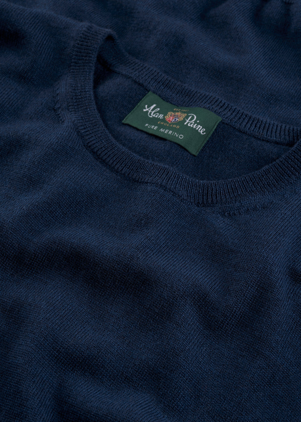 Men's Merino Wool Crew Neck Jumper in Indigo