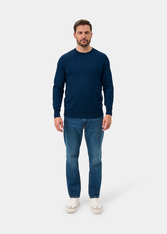 Radstone Merino Wool Crew Neck Jumper In Indigo - Regular Fit