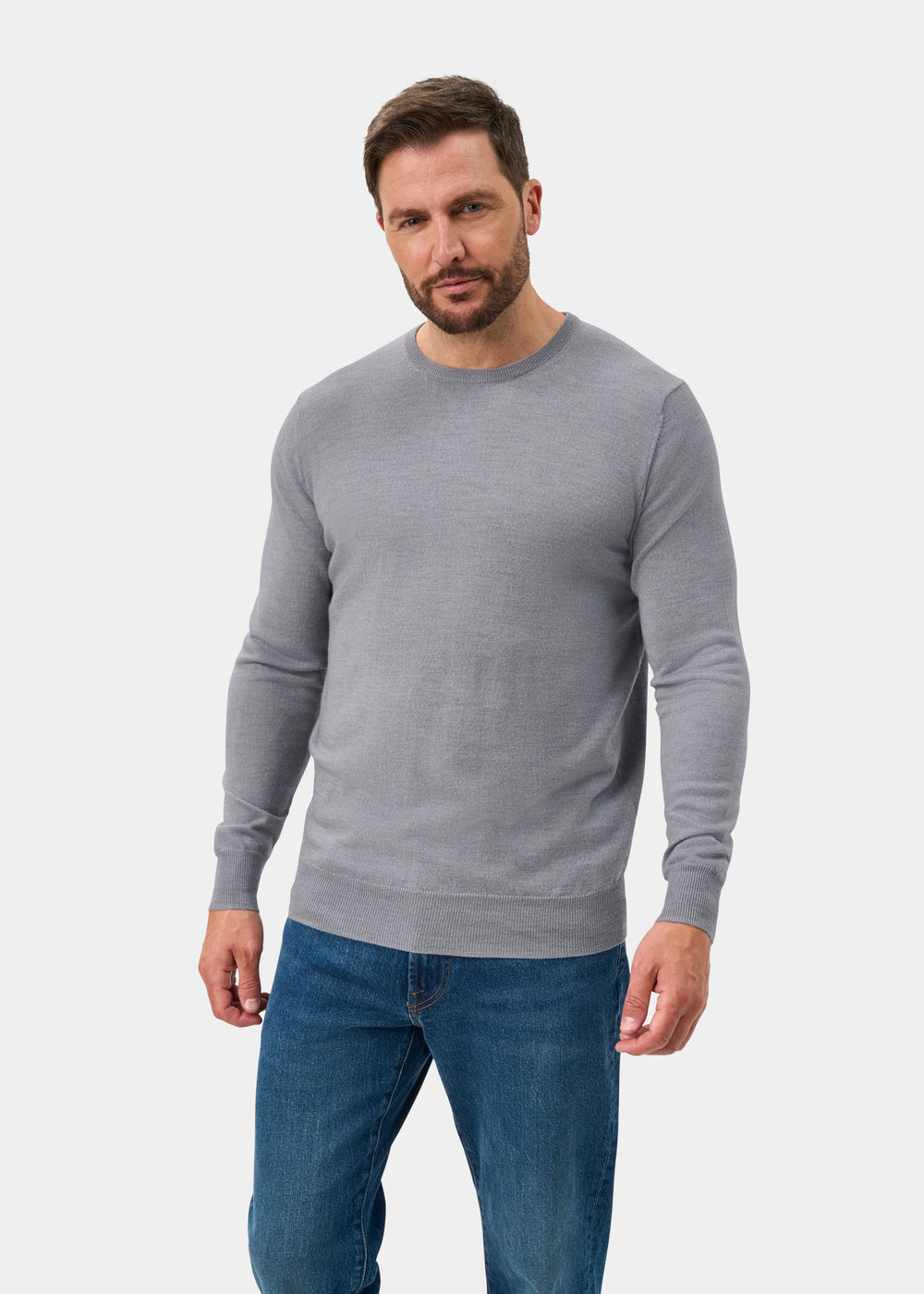 Radstone Merino Wool Crew Neck Jumper In Grey Mix - Regular Fit