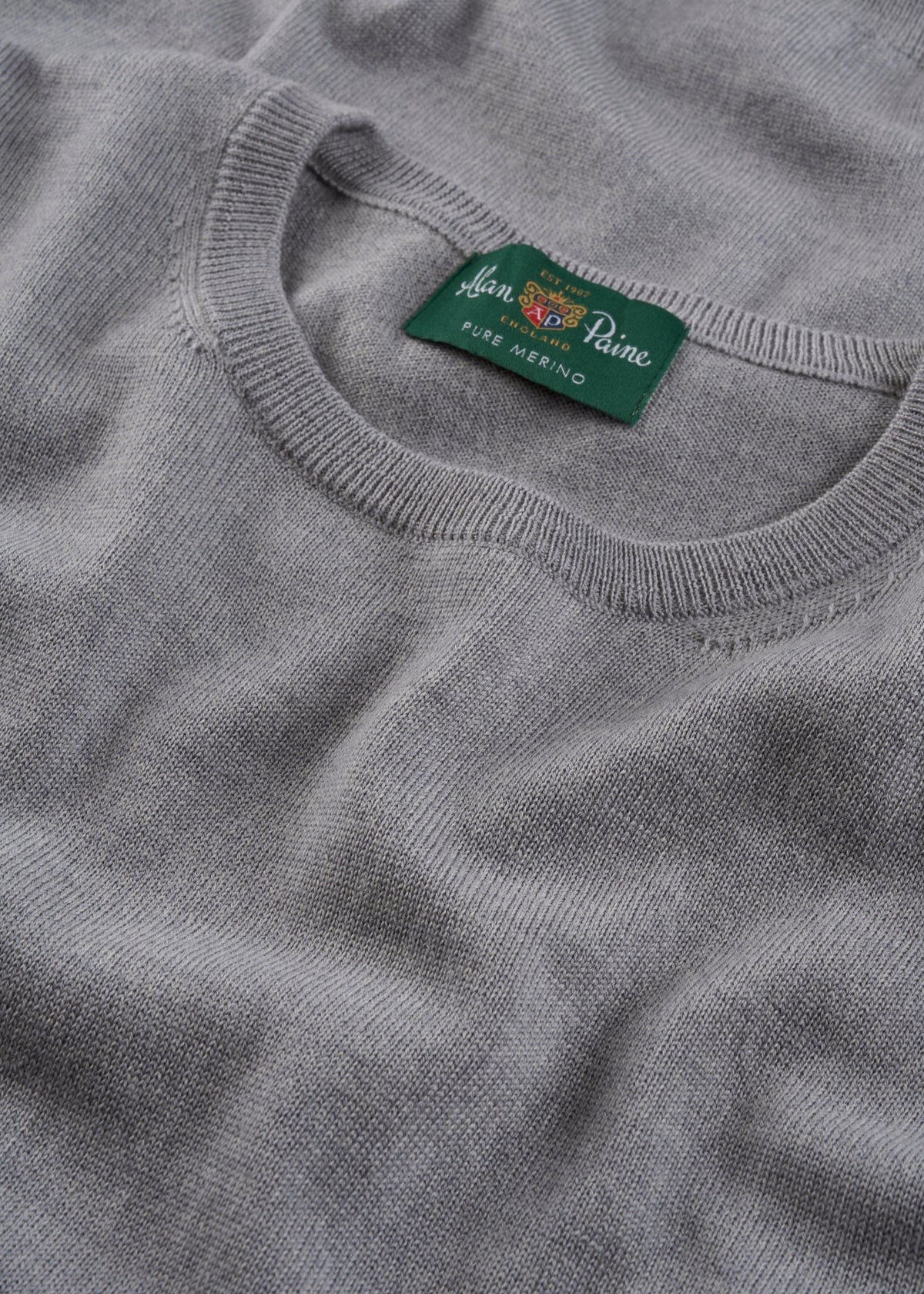 Men's Merino Wool Crew Neck Jumper in Light Grey Mix