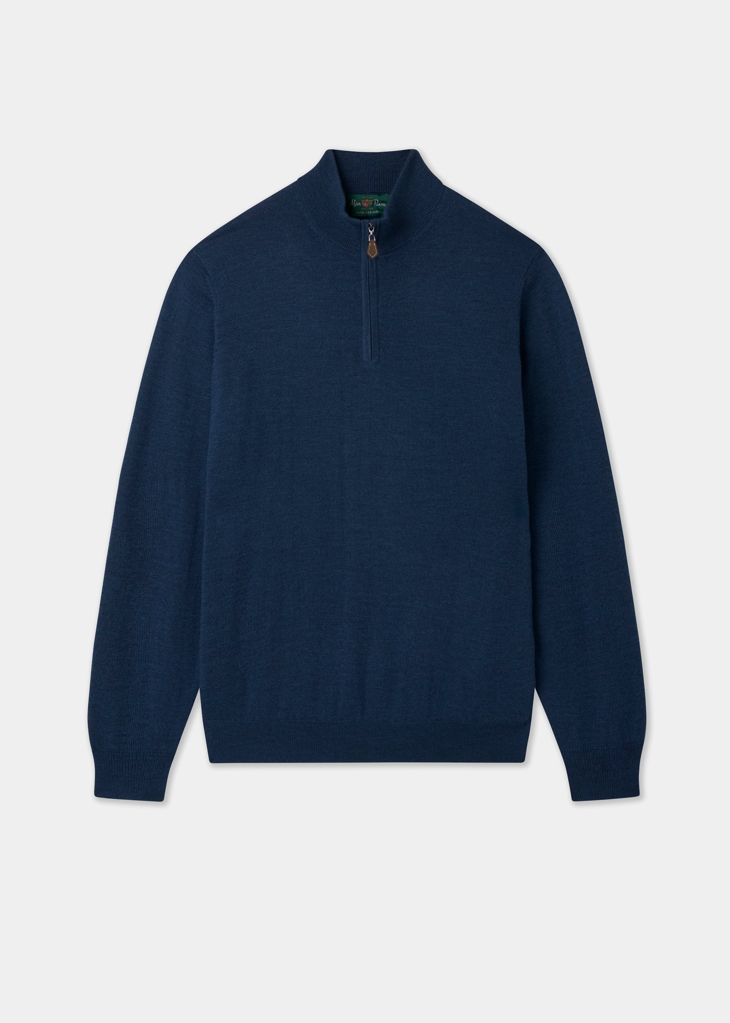 Men's Merino Wool Quarter Zip Neck Jumper in Indigo