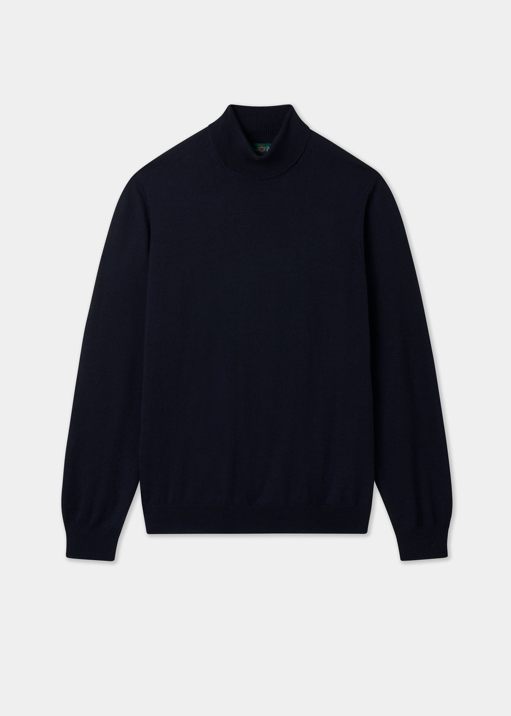 Men's Merino Wool Roll Neck Jumper in Dark Navy