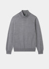 Men's Merino Wool Roll Neck Jumper in Light Grey