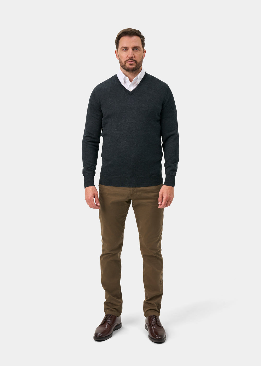 Millbreck Men's Merino Wool Jumper in Charcoal - Regular Fit