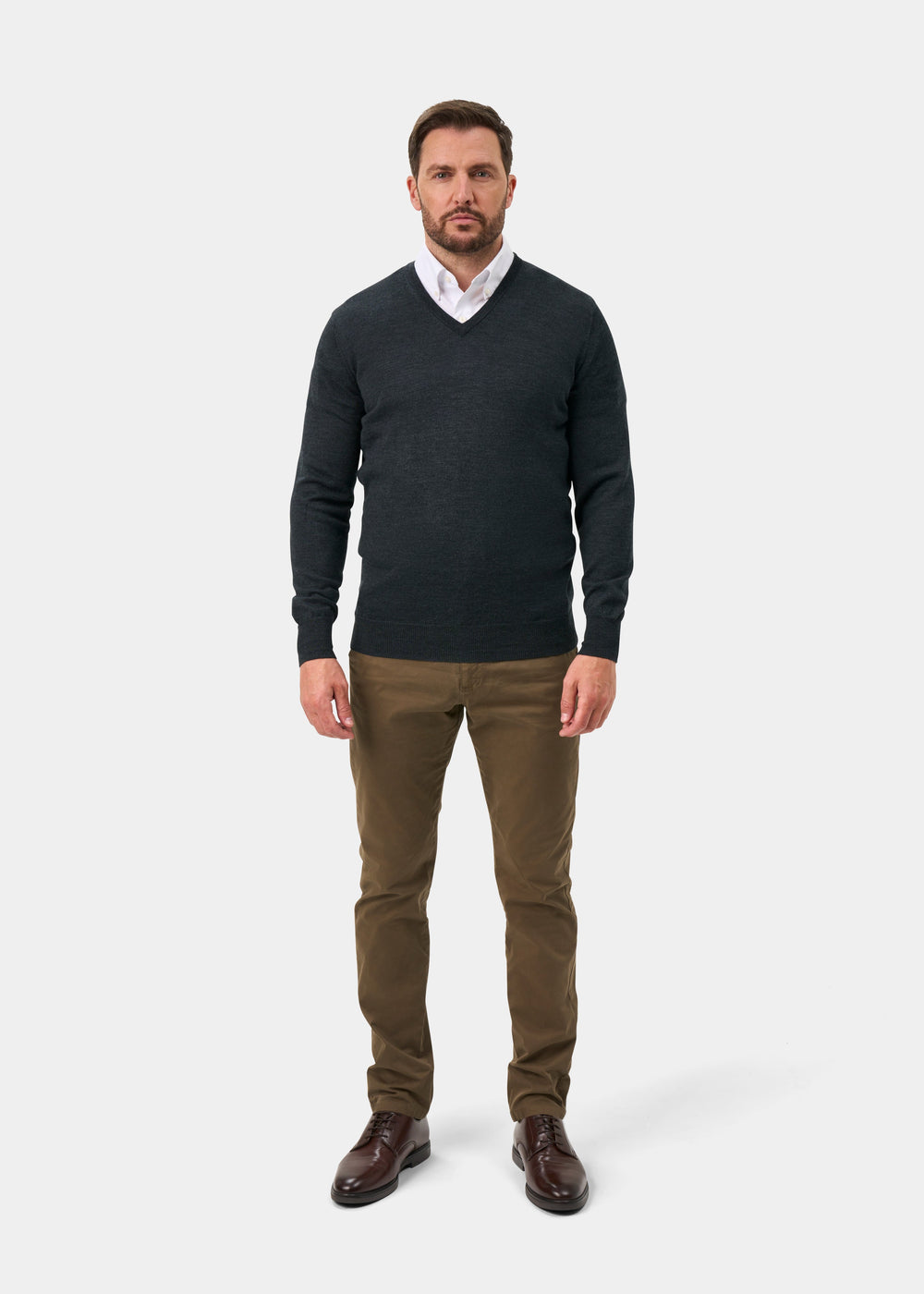 Millbreck Men's Merino Wool Jumper in Charcoal - Regular Fit
