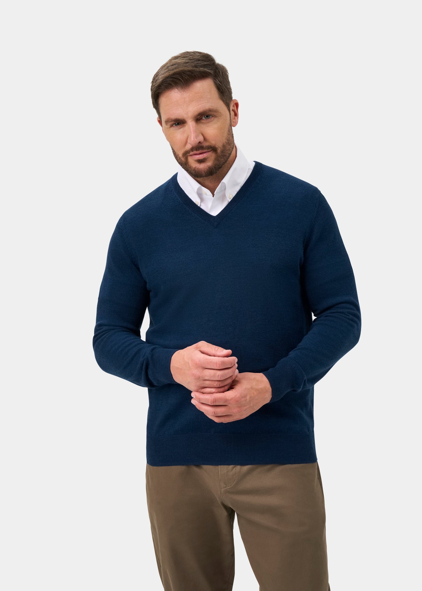 Millbreck Men's Merino Wool Jumper in Indigo - Regular Fit