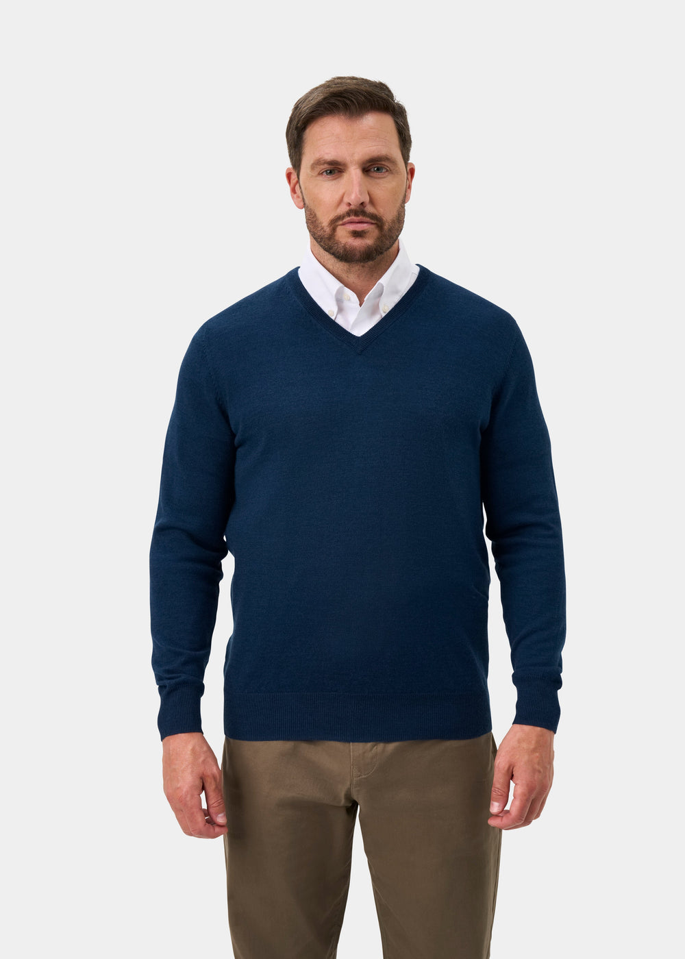 Millbreck Men's Merino Wool Jumper in Indigo - Regular Fit
