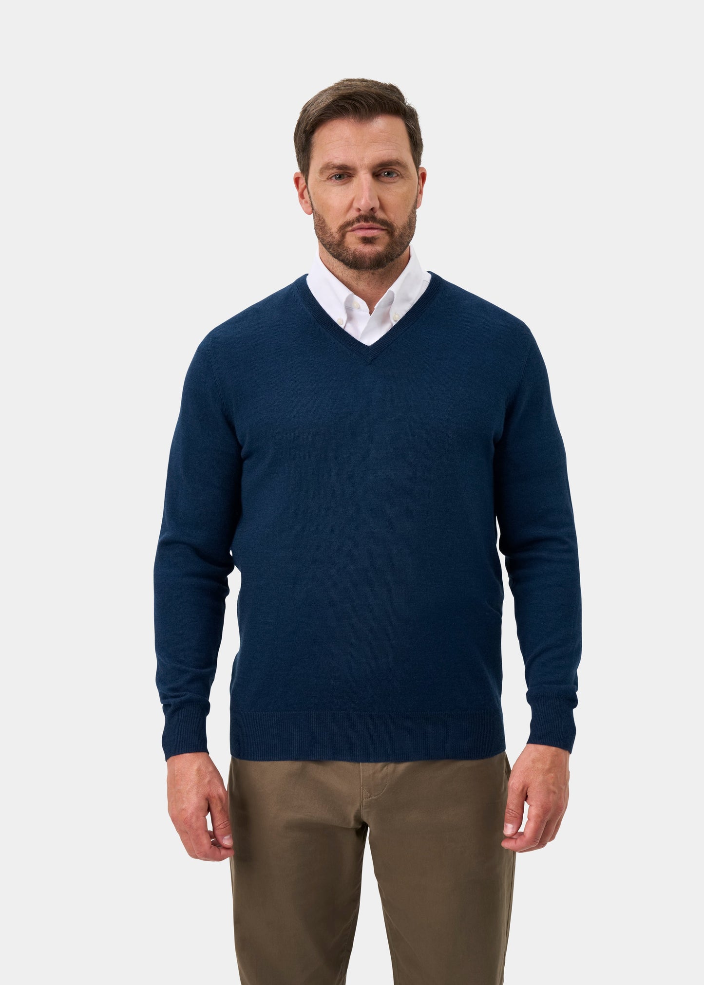 Millbreck Men's Merino Wool Jumper in Indigo - Regular Fit