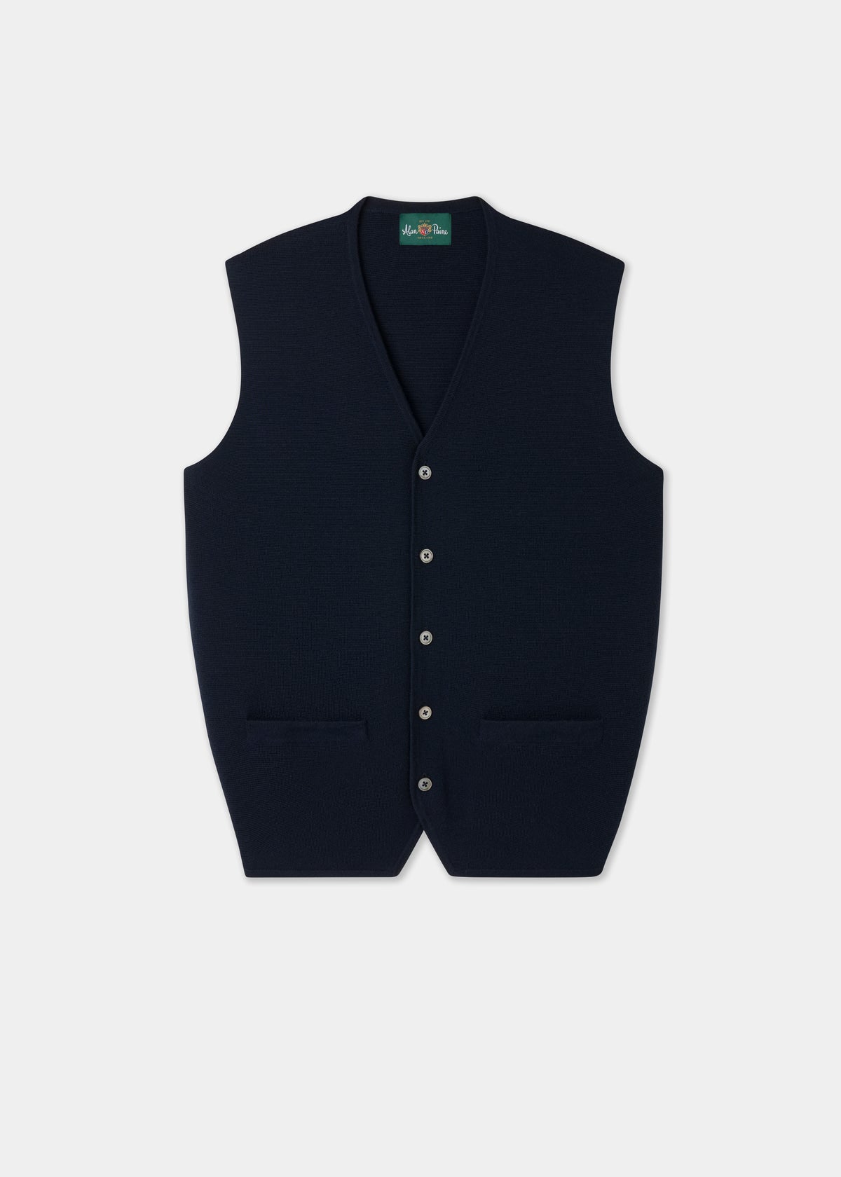 Men's merino wool tailored waistcoat in Dark Navy