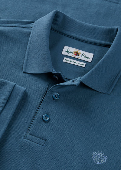Men's Pique Cotton Polo Shirt in Blue