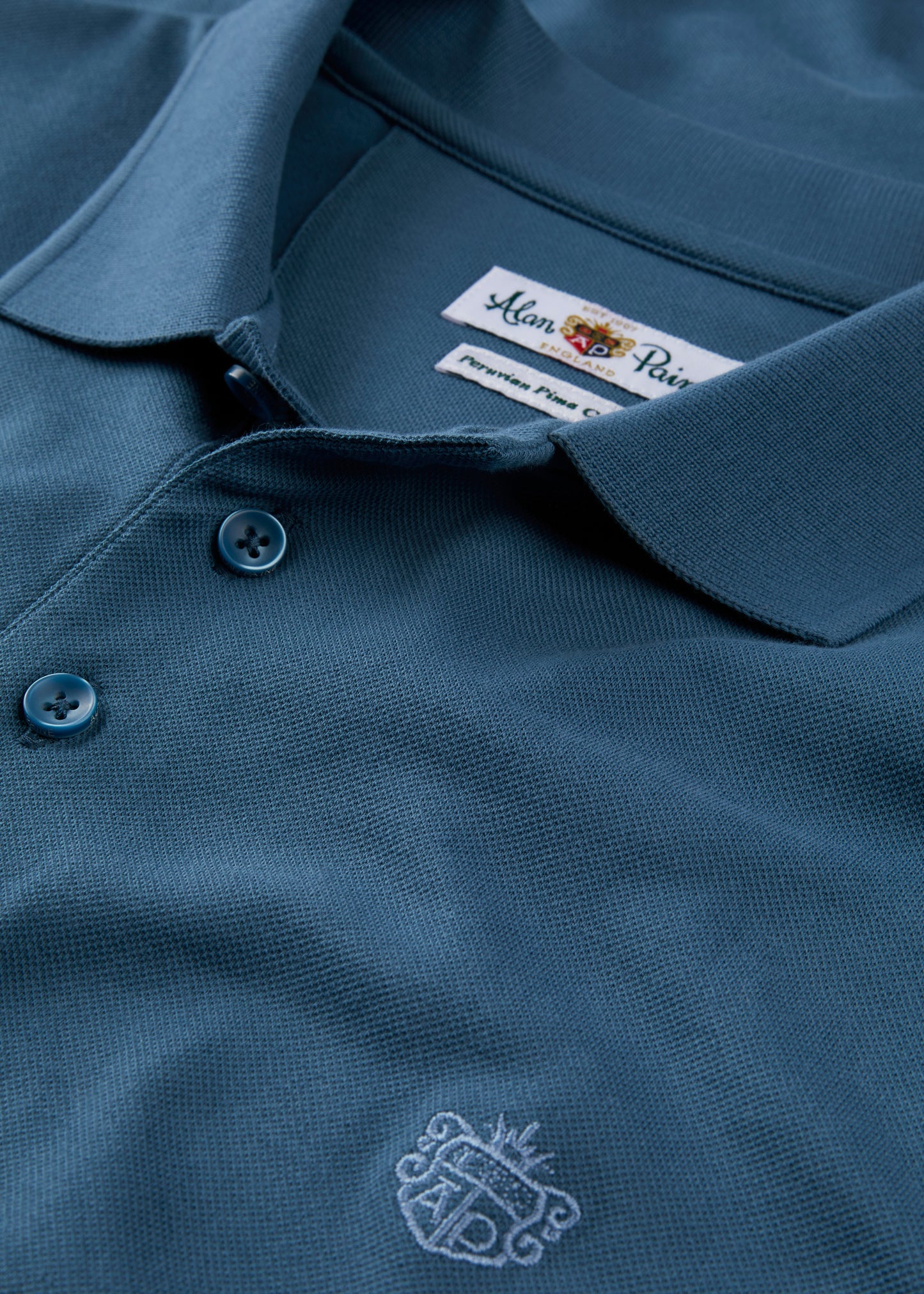 Men's Pique Cotton Polo Shirt in Blue
