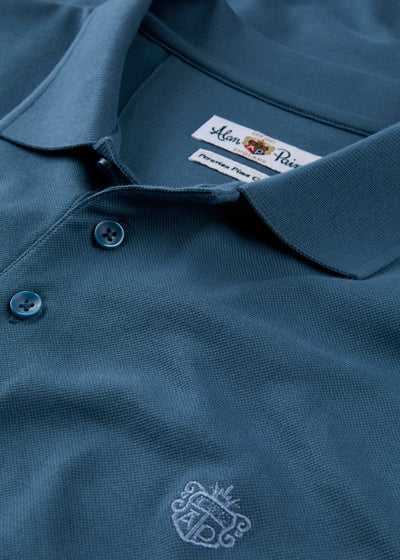 Men's Pique Cotton Polo Shirt in Blue