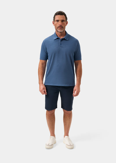 Men's Pique Cotton Polo Shirt in Blue