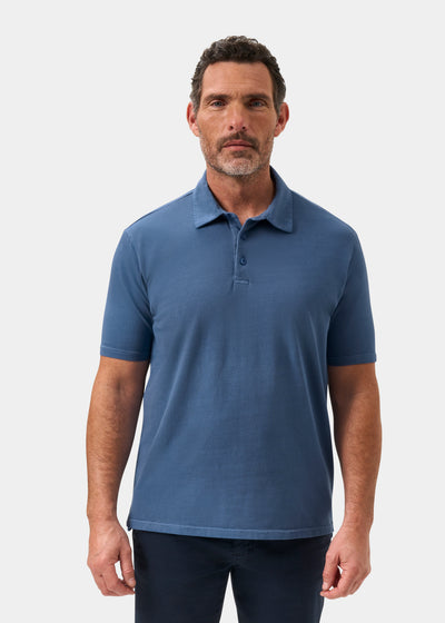 Men's Pique Cotton Polo Shirt in Blue