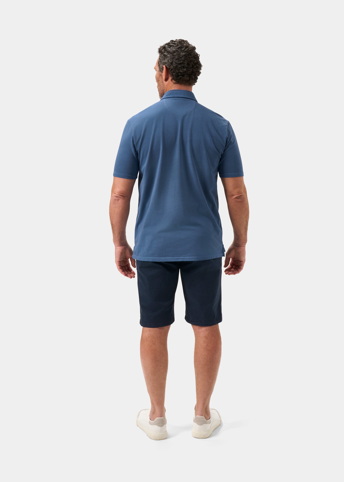 Men's Pique Cotton Polo Shirt in Blue