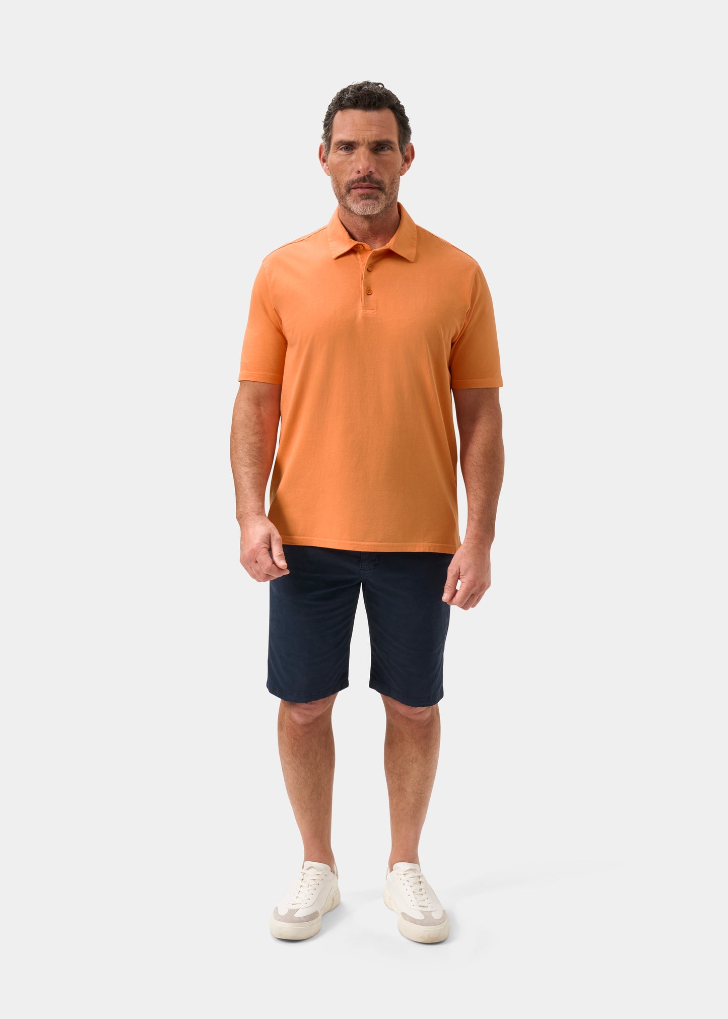 Men's Pique Cotton Polo Shirt in Orange