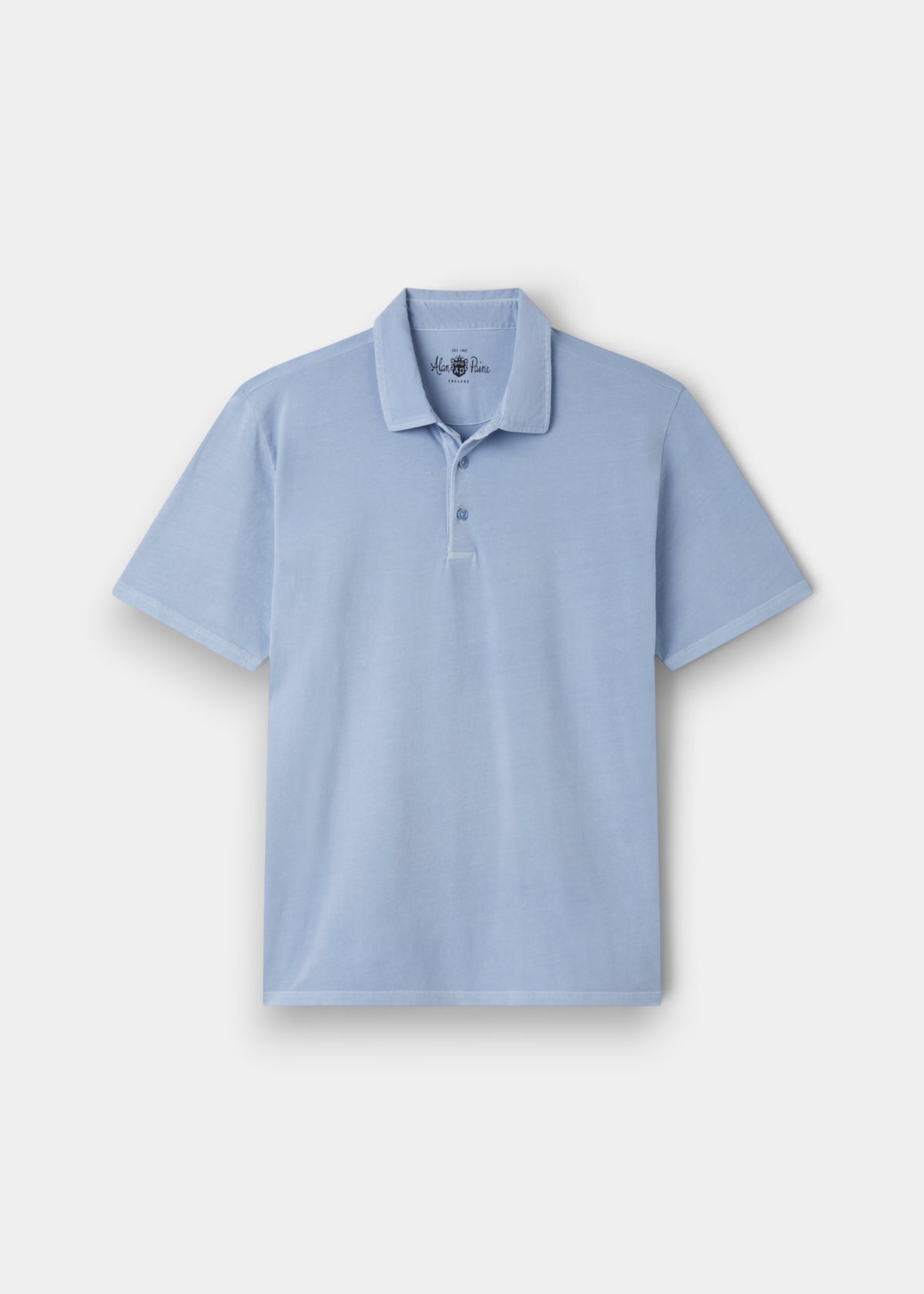 Tutbury Cotton Faded Dye Polo Shirt In Light Blue - Regular Fit