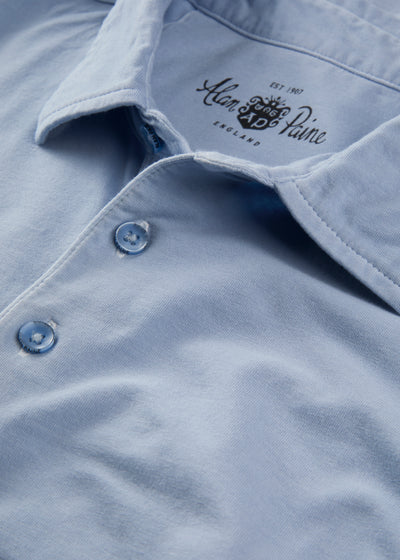 Men's Pique Cotton Polo Shirt in Light Blue