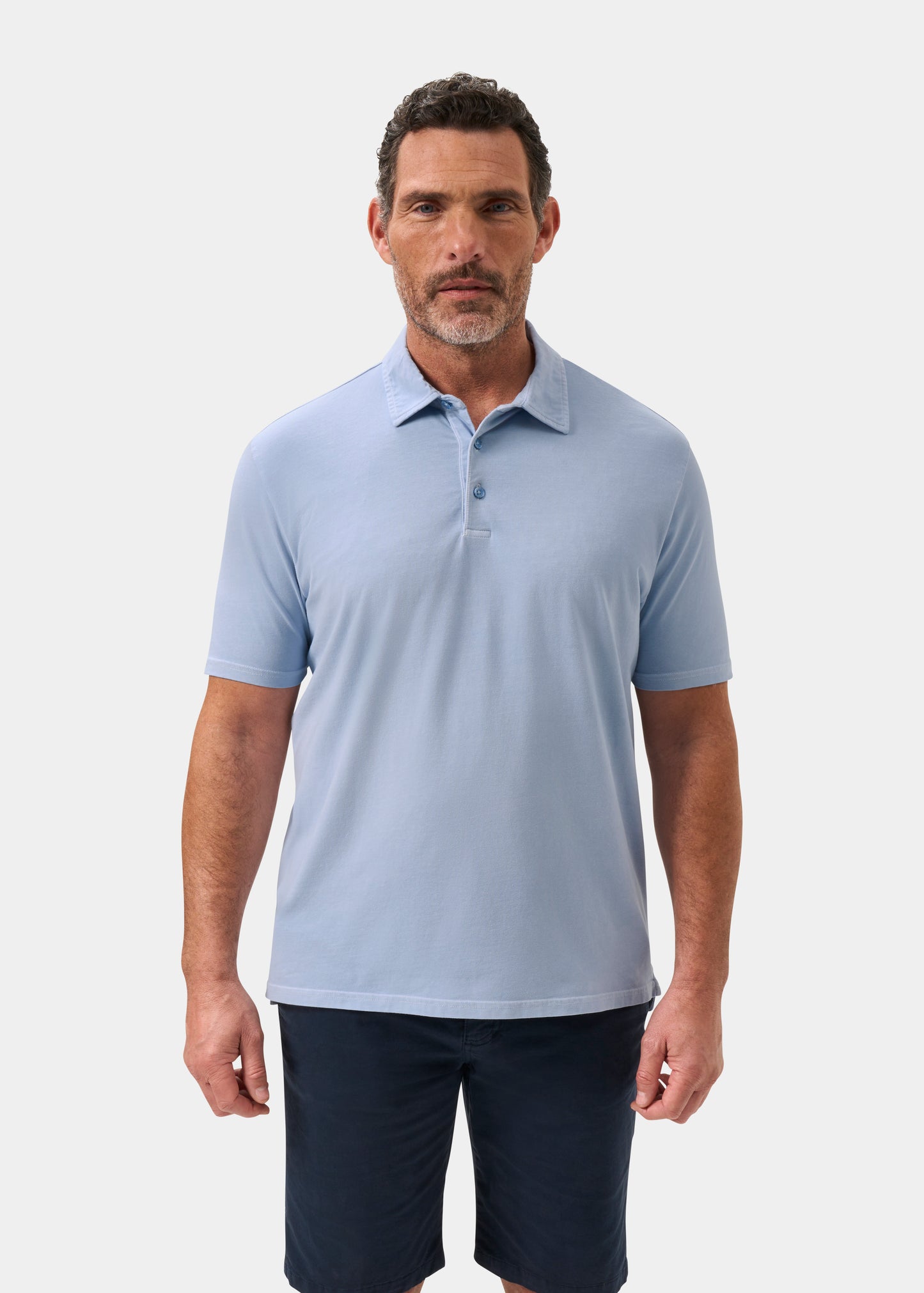 Men's Pique Cotton Polo Shirt in Light Blue