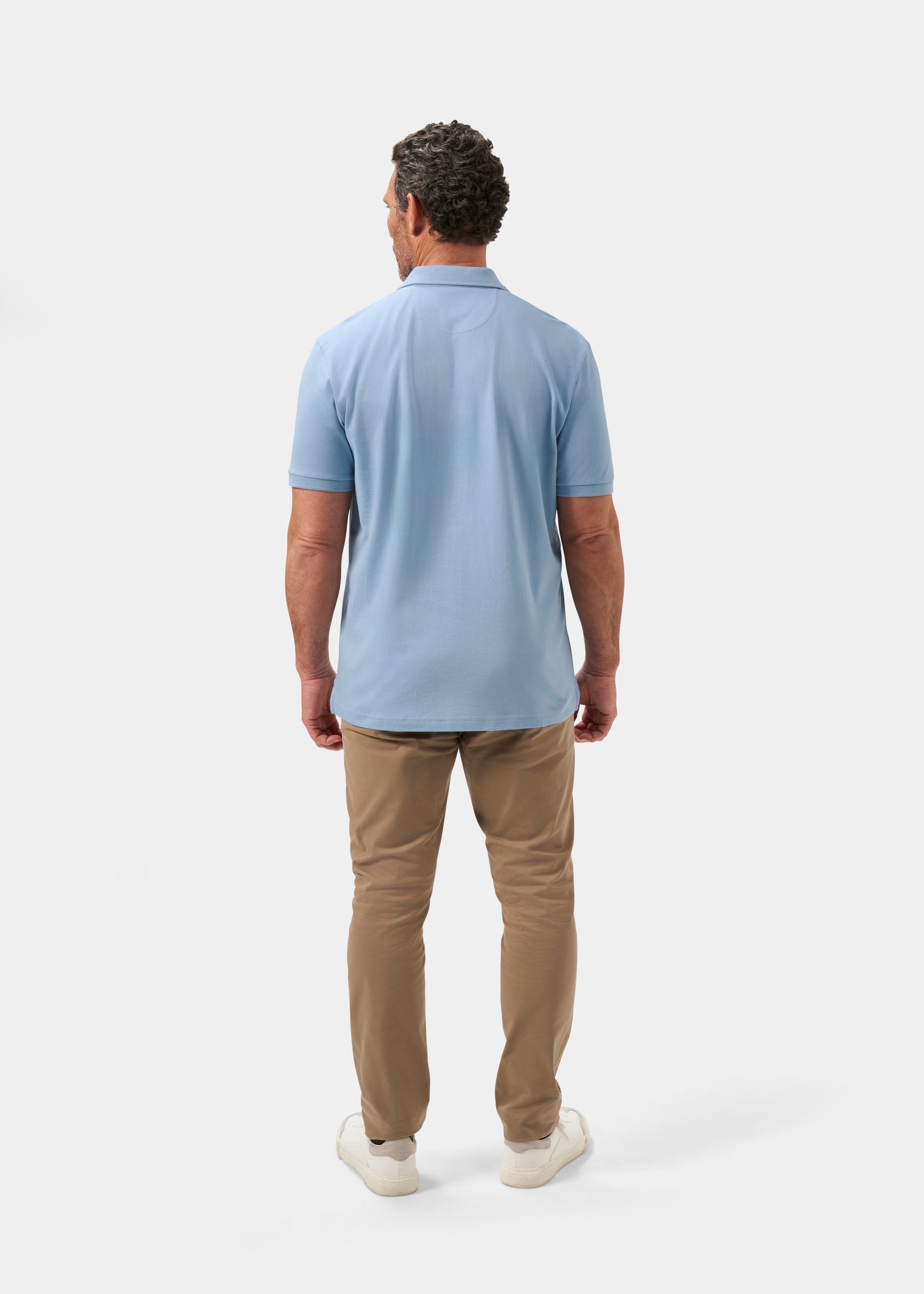 Men's Pique Cotton Polo Shirt in Light Blue