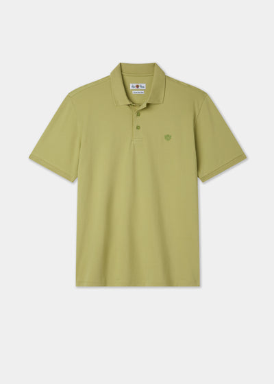 Men's Pique Cotton Polo Shirt in Olive Green