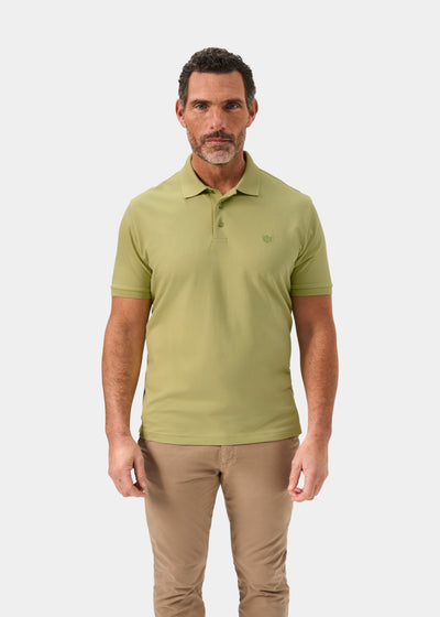 Men's Pique Cotton Polo Shirt in Olive Green