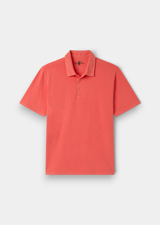 Tutbury Faded Dye Polo Shirt In Coral