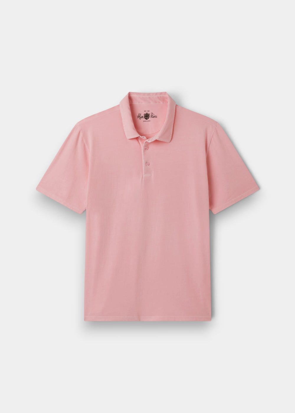 Tutbury Cotton Faded Dye Polo Shirt In Pale Pink - Regular Fit