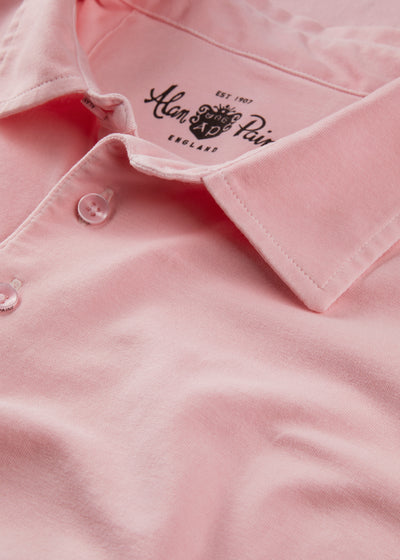Men's Pique Cotton Polo Shirt in Pale Pink